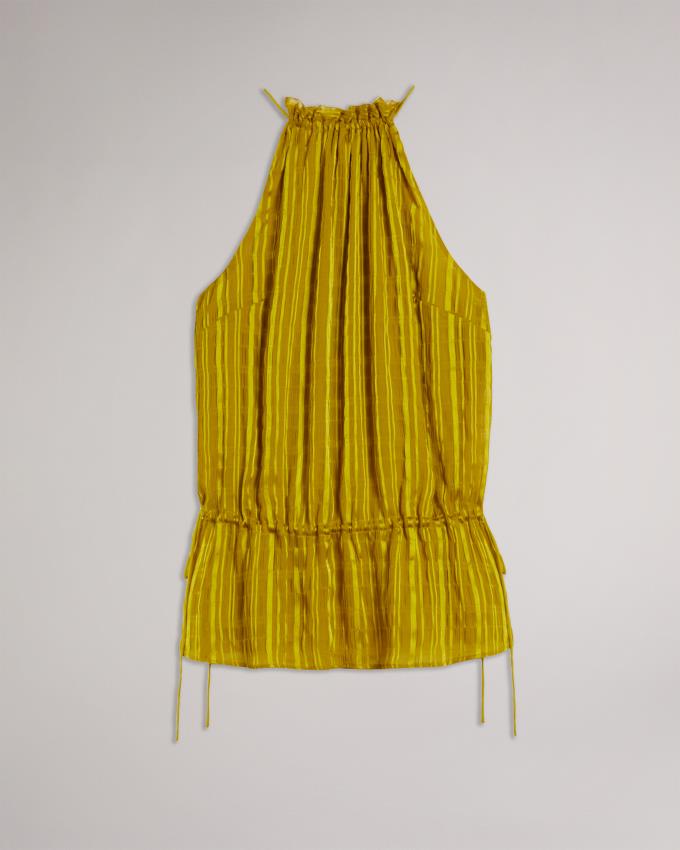 Hauts Ted Baker Drawstring Waist Halter Jaune Femme | KVO-45567980